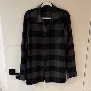 lululemon athletica Black and Gray Plaid Casual Button Down Shirt